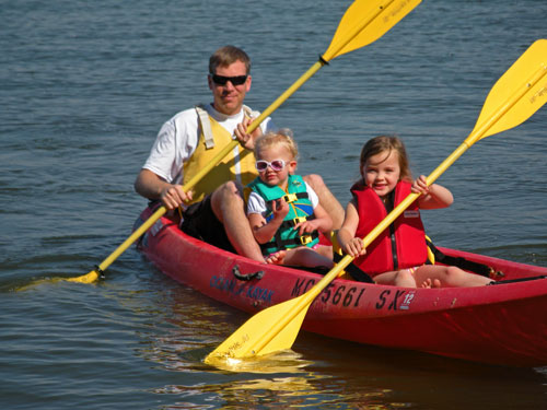 taking the family out on a tandem kayak